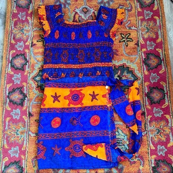 ☀️🐢⭐️ 2 piece beach wear wrap skirt/smock top osfm 🌺 - Picture 2 of 13